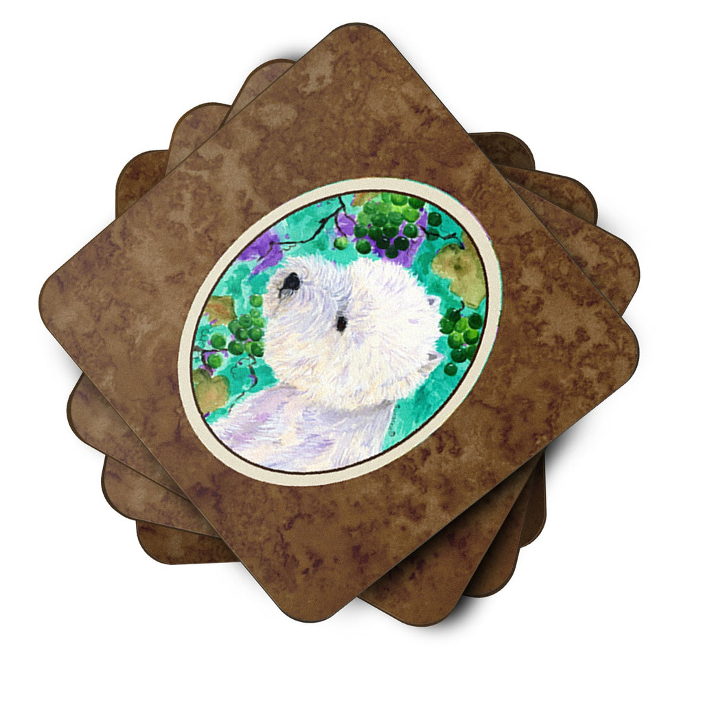 Westie Foam Coasters Set of 4 Cup Coasters for Indoor Outdoor, Tabletop Protection, Anti Slip, Mouse pad Material
