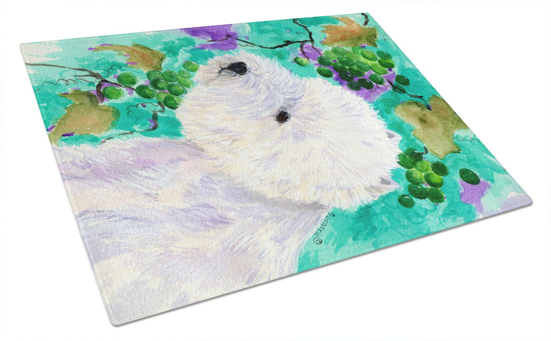 Westie Cutting Board Tempered Glass Kitchen Cutting Surface, Heat Resistant Chopping, Non-Slip Feet, Food Prep & Serving