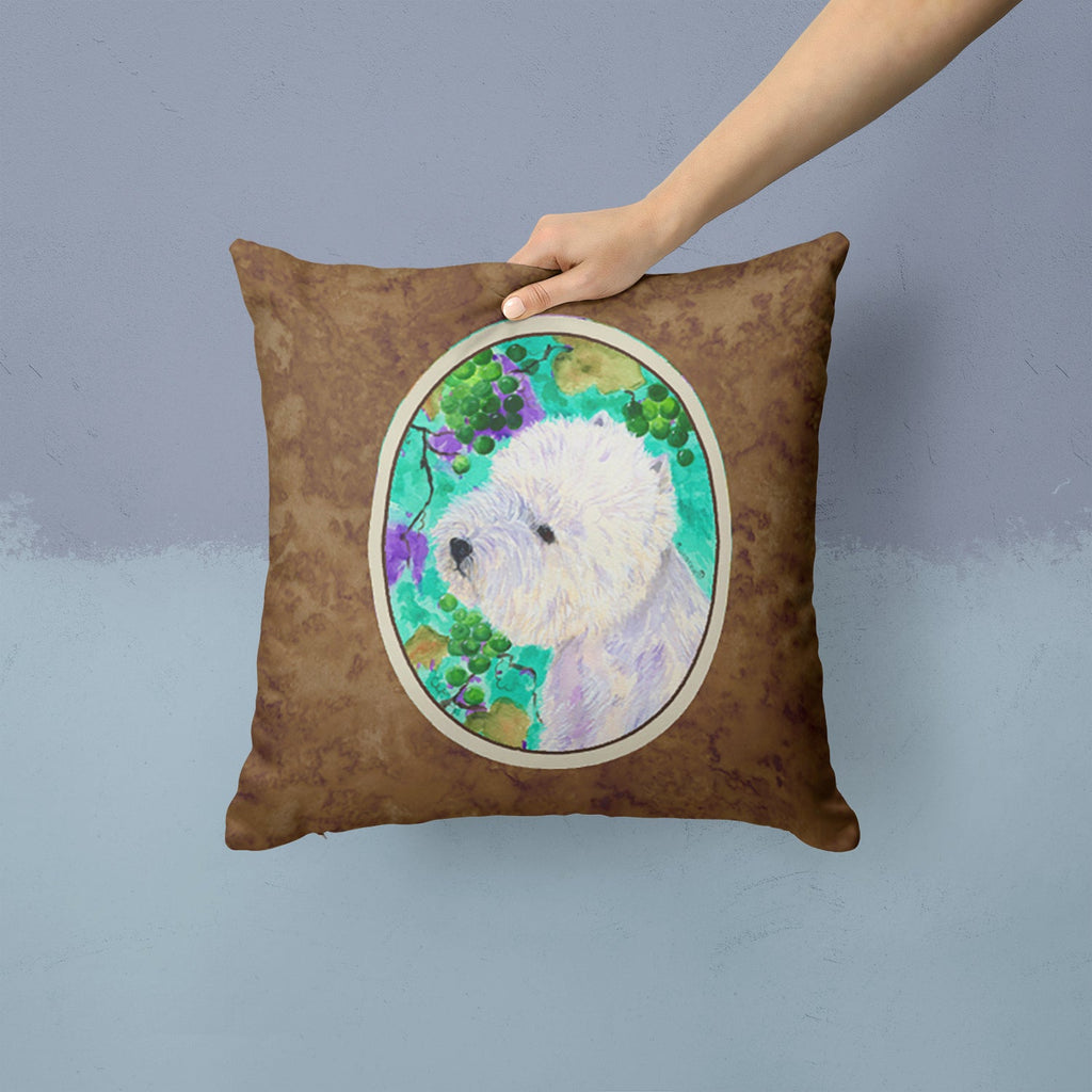 Westie Decorative Throw Pillow 14x14 Indoor Outdoor Accent Cushion, Fabric Cover with Insert for Sofa, Bed, Porch & Living Room