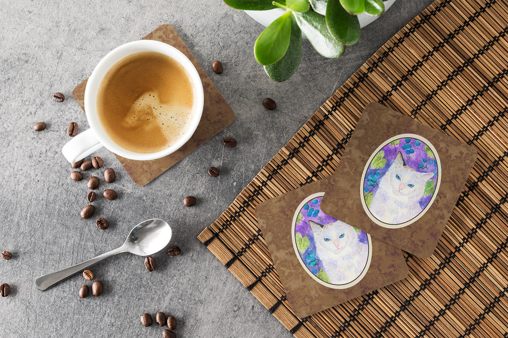 Cat Foam Coasters Set of 4 Cup Coasters for Indoor Outdoor, Tabletop Protection, Anti Slip, Mouse pad Material