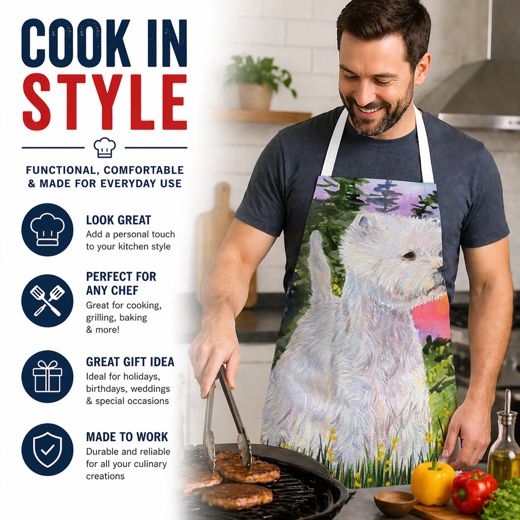 Westie Apron Cooking Kitchen Server Baking Crafts Gardening for Adult Women Men, Unisex, Large, Multicolor