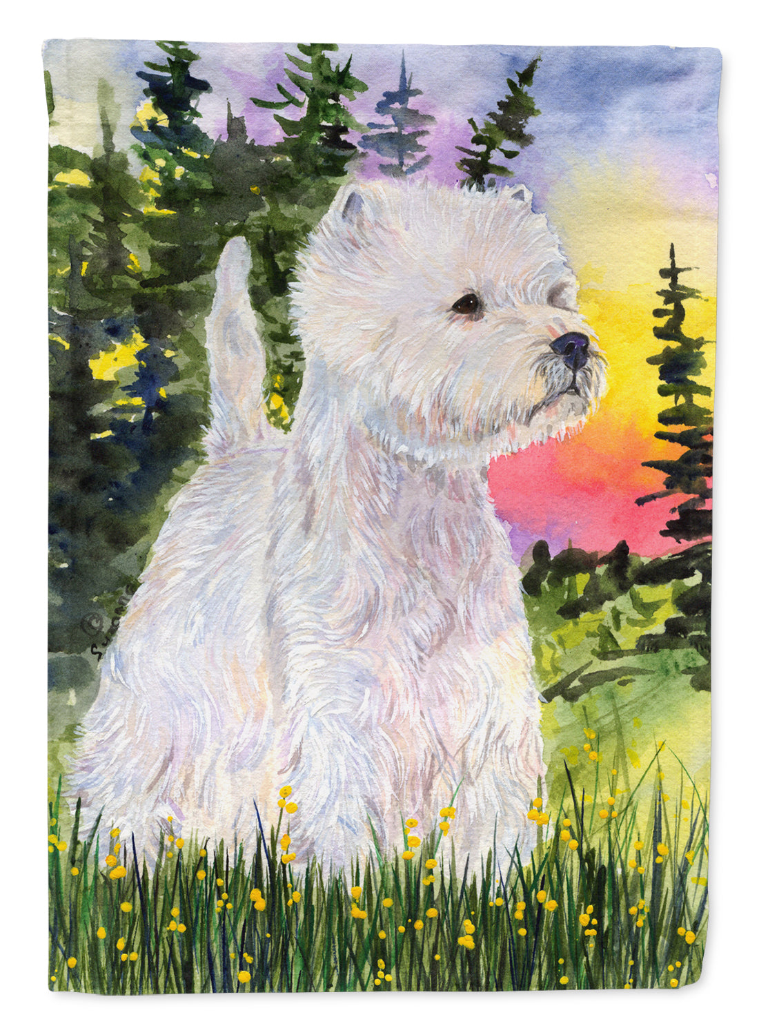 Westie House Flag 28x40 Porch Sleeve Pole Decorative Outside Yard Banner Artwork Wall Hanging, Polyester