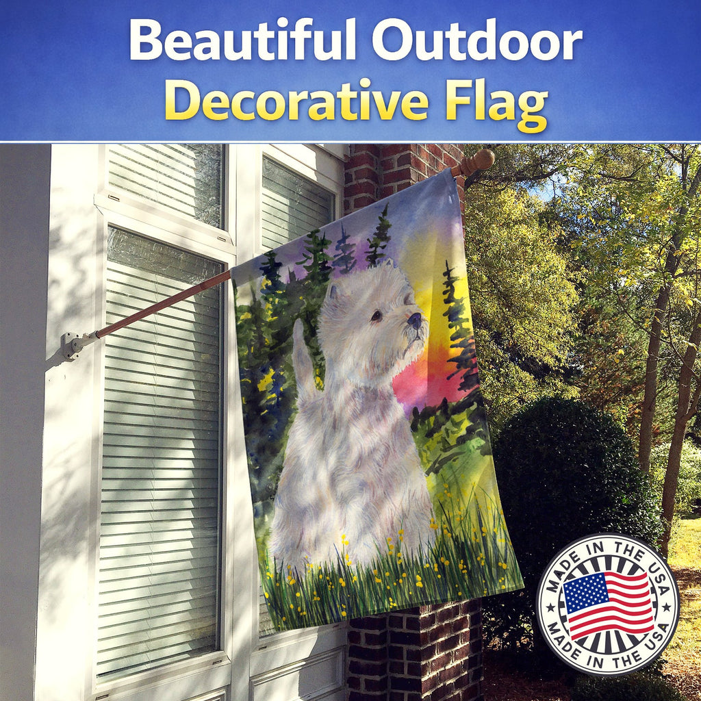 Westie House Flag 28x40 Porch Sleeve Pole Decorative Outside Yard Banner Artwork Wall Hanging, Polyester