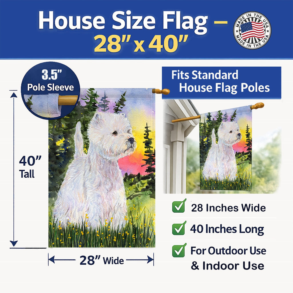 Westie House Flag 28x40 Porch Sleeve Pole Decorative Outside Yard Banner Artwork Wall Hanging, Polyester