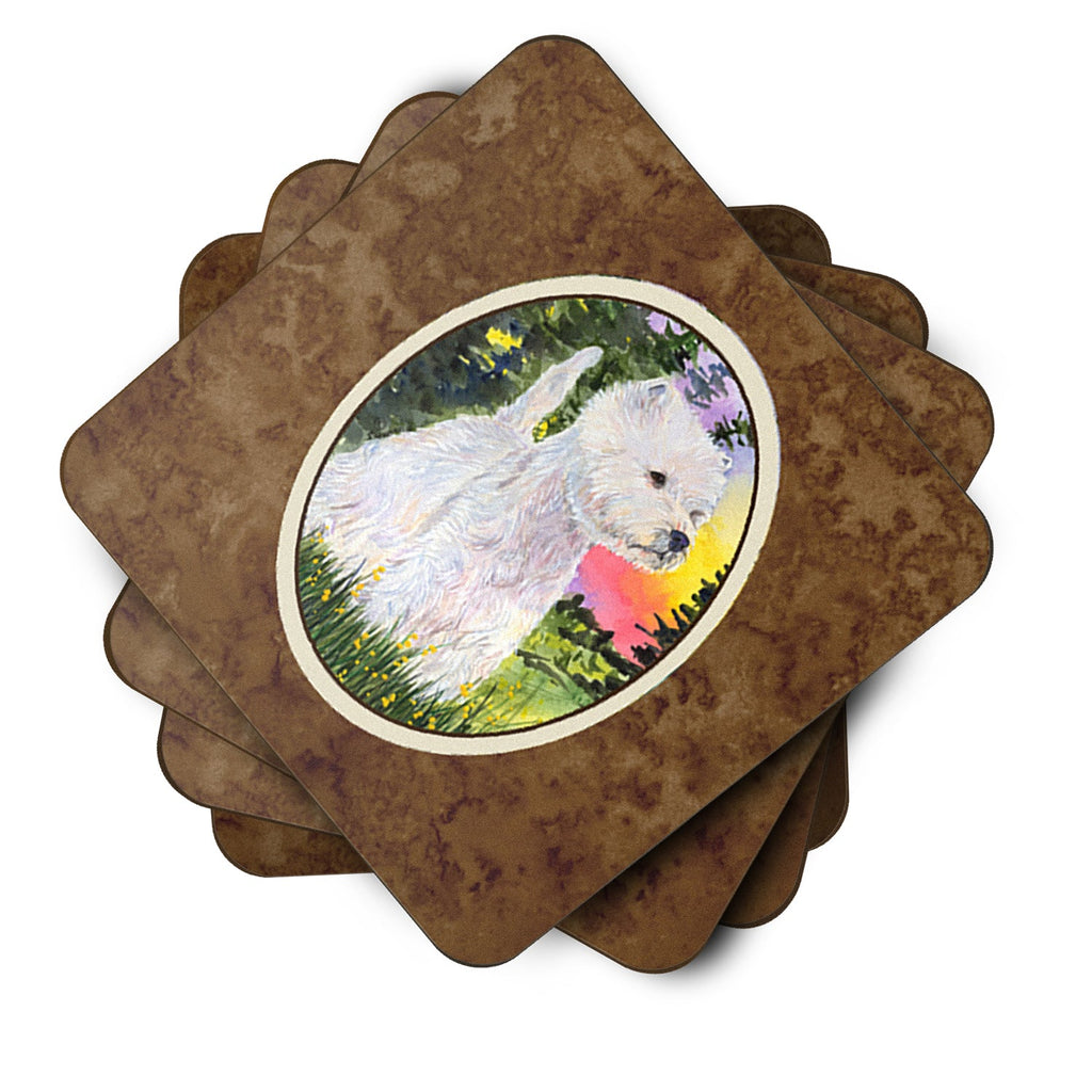 Westie Foam Coasters Set of 4 Cup Coasters for Indoor Outdoor, Tabletop Protection, Anti Slip, Mouse pad Material