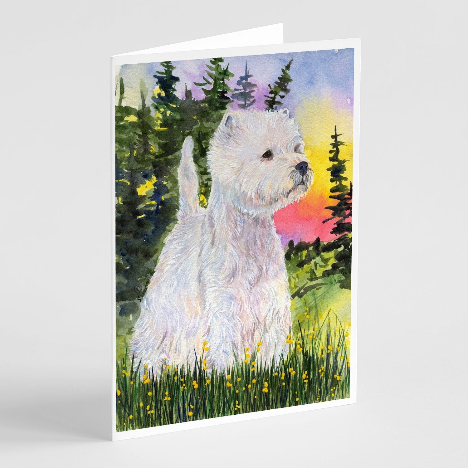Westie Greeting Cards Pack of 8 Blank Cards with Envelopes Whimsical A7 Size 5x7