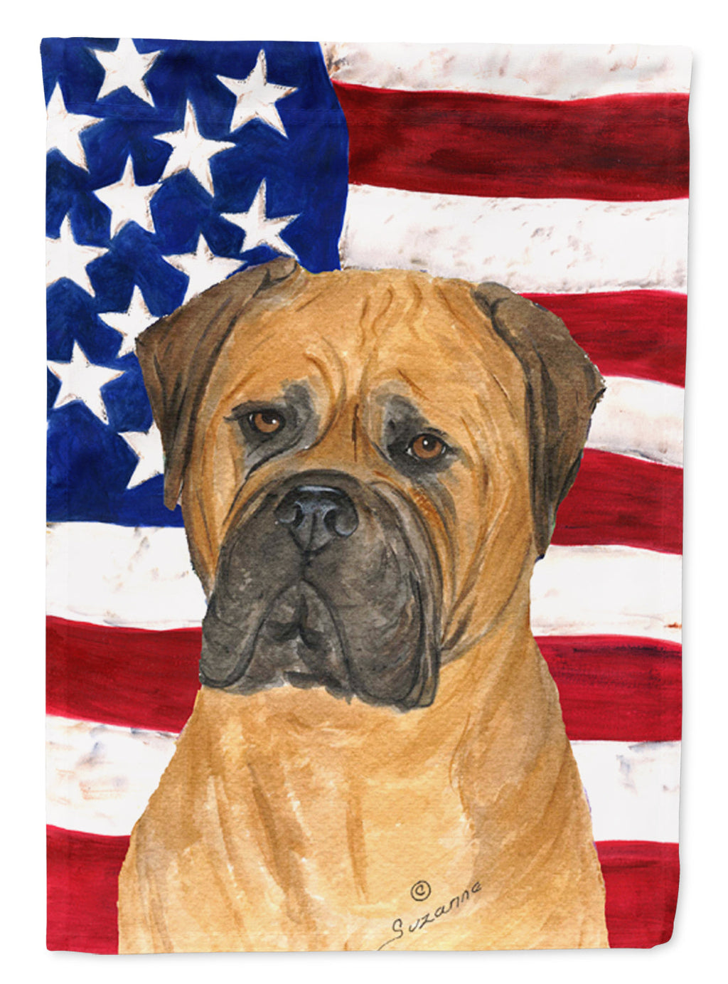 USA American Flag with Bullmastiff House Flag 28x40 Porch Sleeve Pole Decorative Outside Yard Banner Artwork Wall Hanging, Polyester