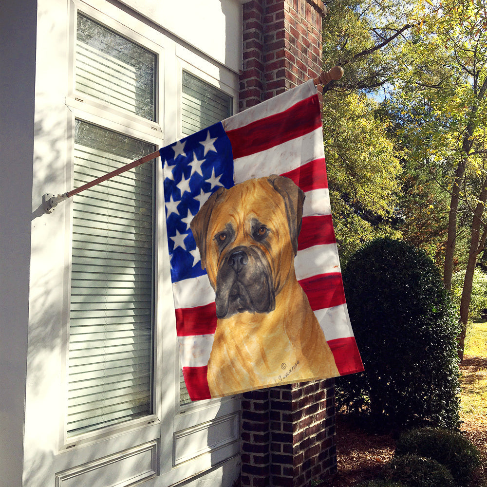 USA American Flag with Bullmastiff House Flag 28x40 Porch Sleeve Pole Decorative Outside Yard Banner Artwork Wall Hanging, Polyester