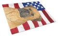USA American Flag with Bullmastiff Cutting Board Tempered Glass Kitchen Cutting Surface, Heat Resistant Chopping, Non-Slip Feet, Food Prep & Serving