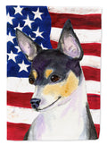 USA American Flag with Fox Terrier House Flag 28x40 Porch Sleeve Pole Decorative Outside Yard Banner Artwork Wall Hanging, Polyester