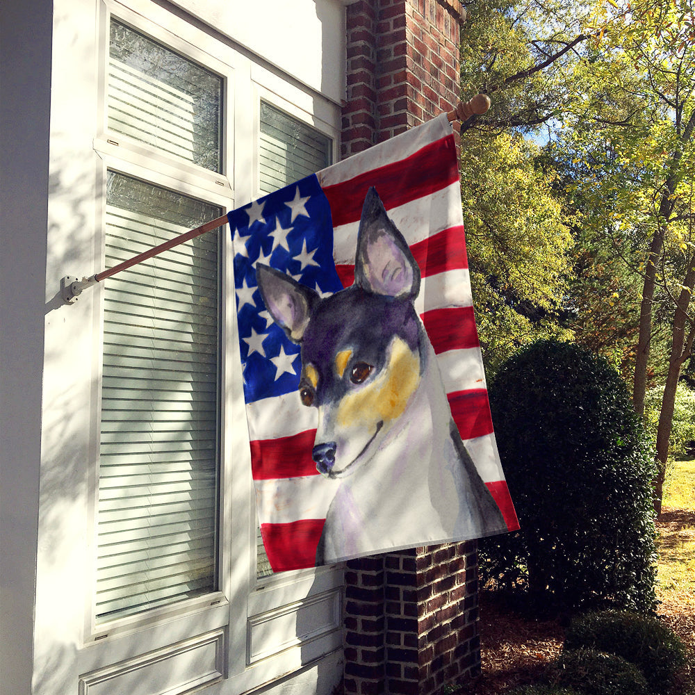 USA American Flag with Fox Terrier House Flag 28x40 Porch Sleeve Pole Decorative Outside Yard Banner Artwork Wall Hanging, Polyester