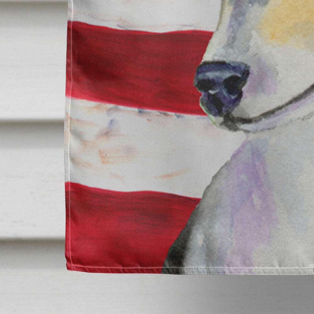 USA American Flag with Fox Terrier House Flag 28x40 Porch Sleeve Pole Decorative Outside Yard Banner Artwork Wall Hanging, Polyester