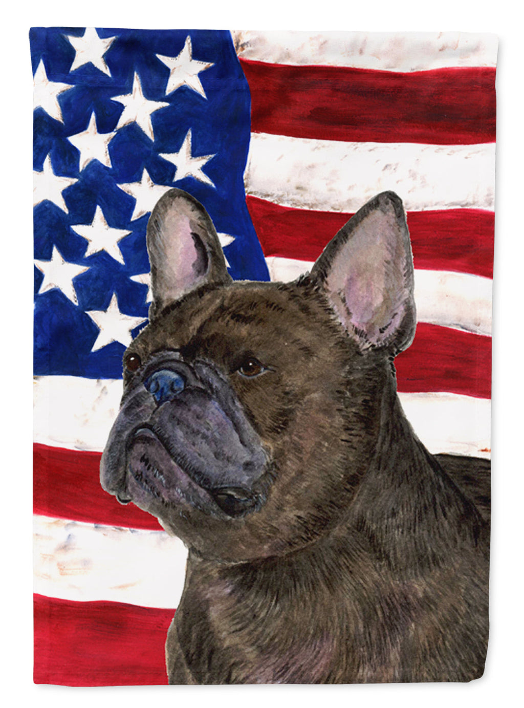 USA American Flag with French Bulldog House Flag 28x40 Porch Sleeve Pole Decorative Outside Yard Banner Artwork Wall Hanging, Polyester
