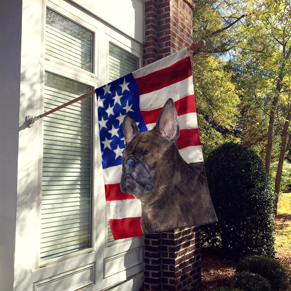 USA American Flag with French Bulldog House Flag 28x40 Porch Sleeve Pole Decorative Outside Yard Banner Artwork Wall Hanging, Polyester