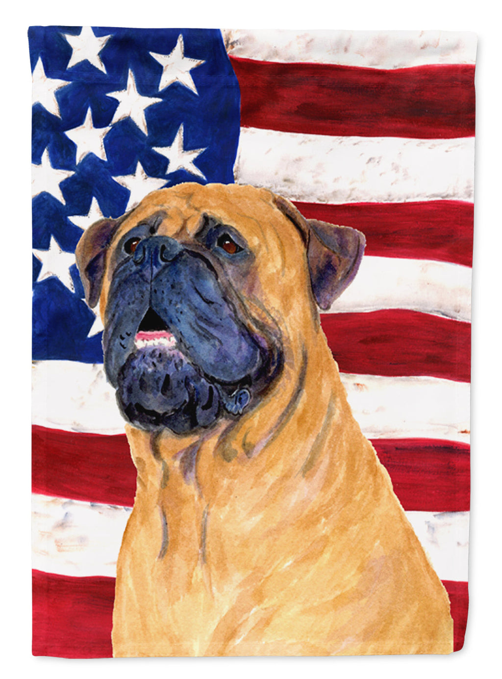 USA American Flag with Bullmastiff House Flag 28x40 Porch Sleeve Pole Decorative Outside Yard Banner Artwork Wall Hanging, Polyester