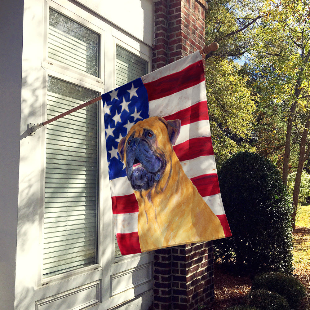 USA American Flag with Bullmastiff House Flag 28x40 Porch Sleeve Pole Decorative Outside Yard Banner Artwork Wall Hanging, Polyester