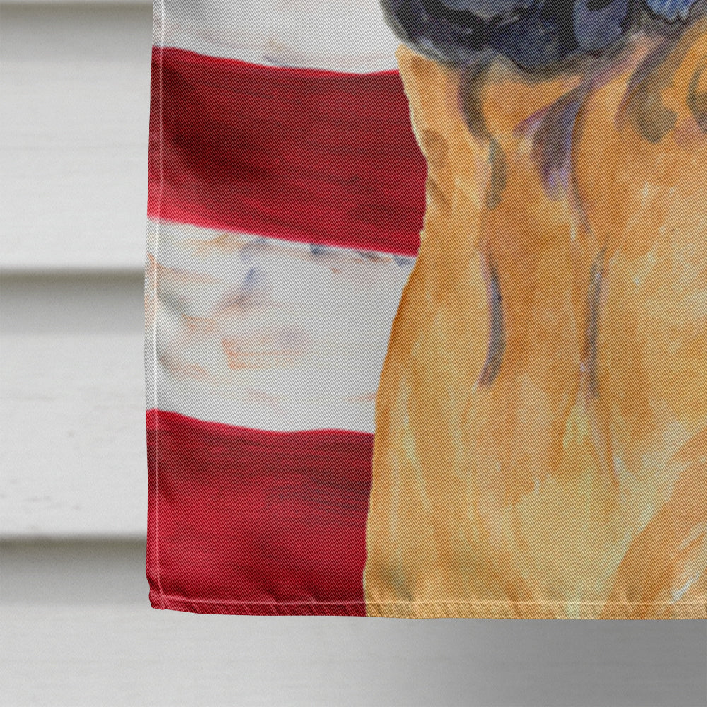 USA American Flag with Bullmastiff House Flag 28x40 Porch Sleeve Pole Decorative Outside Yard Banner Artwork Wall Hanging, Polyester