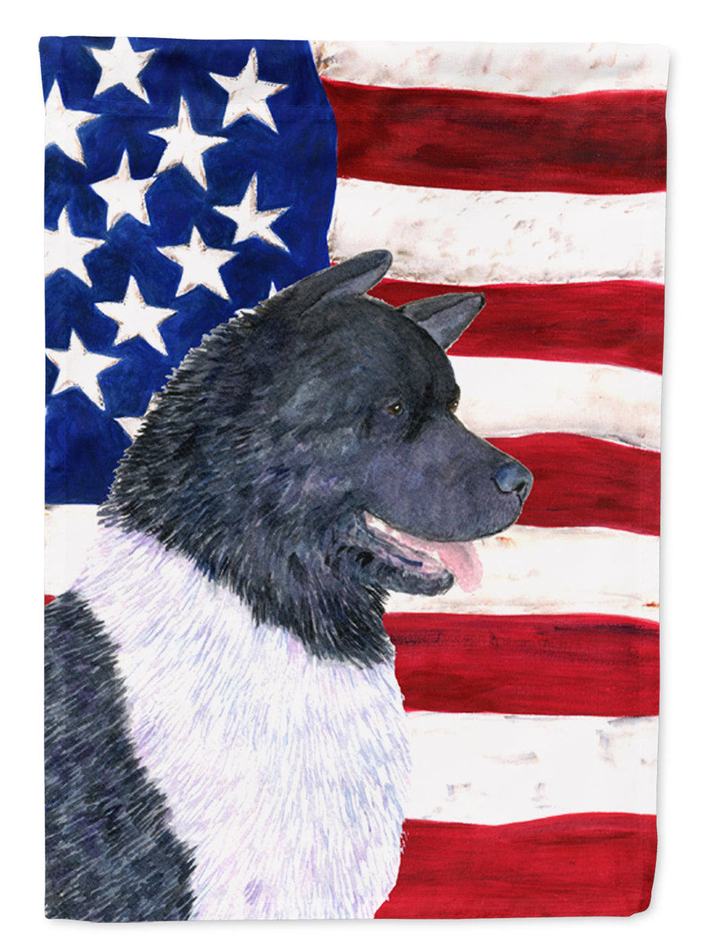 USA American Flag with Akita House Flag 28x40 Porch Sleeve Pole Decorative Outside Yard Banner Artwork Wall Hanging, Polyester