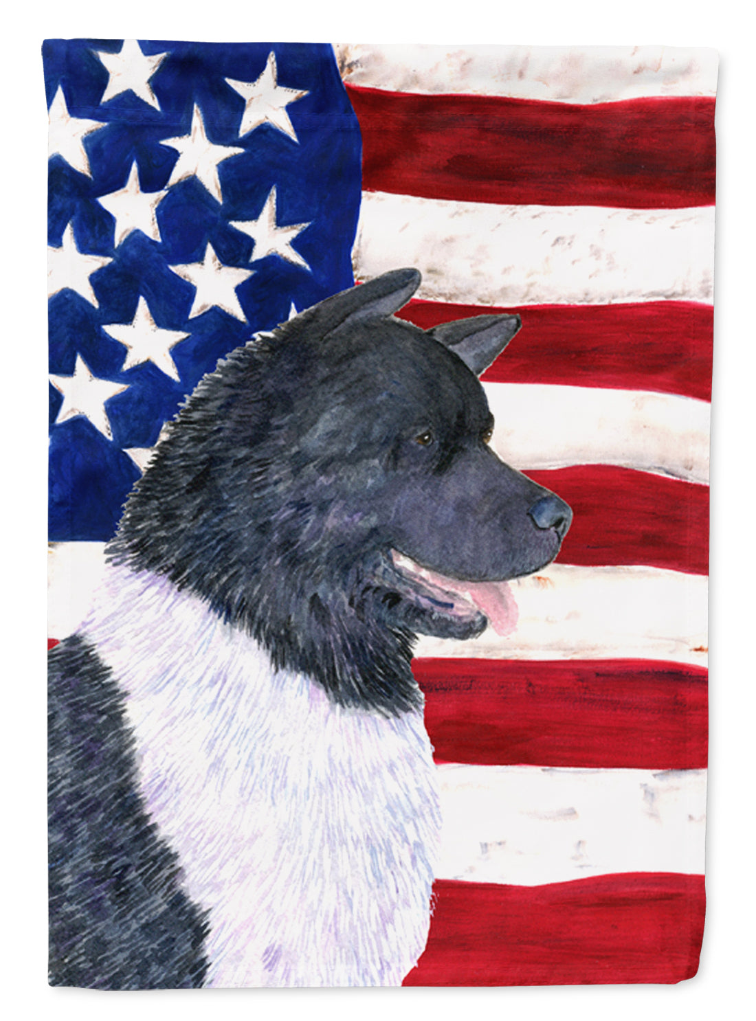 USA American Flag with Akita House Flag 28x40 Porch Sleeve Pole Decorative Outside Yard Banner Artwork Wall Hanging, Polyester
