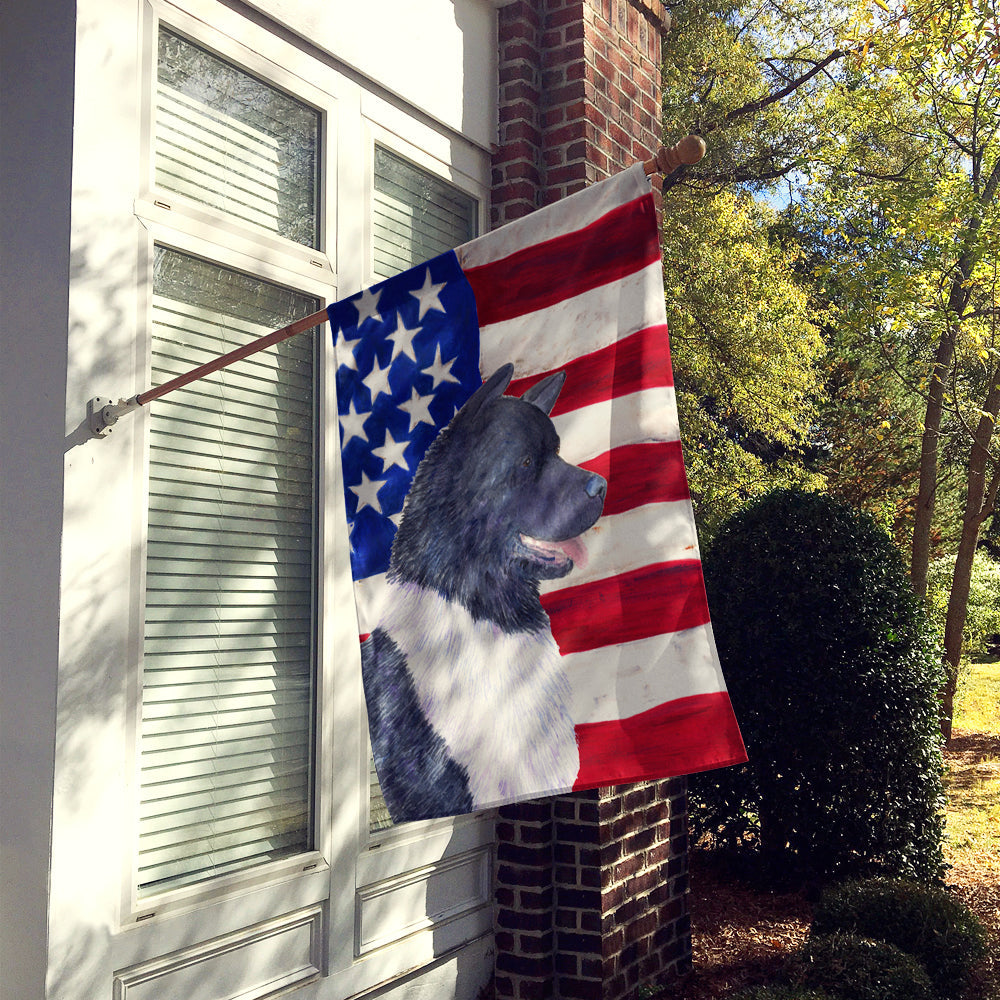 USA American Flag with Akita House Flag 28x40 Porch Sleeve Pole Decorative Outside Yard Banner Artwork Wall Hanging, Polyester