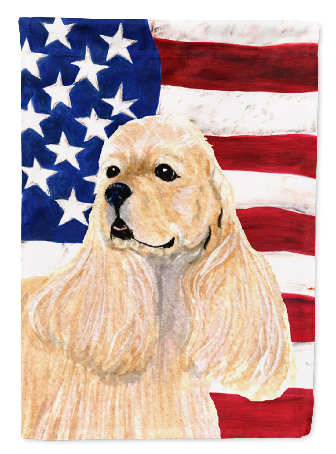 USA American Flag with Cocker Spaniel House Flag 28x40 Porch Sleeve Pole Decorative Outside Yard Banner Artwork Wall Hanging, Polyester
