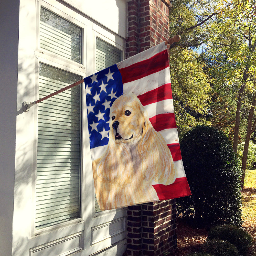 USA American Flag with Cocker Spaniel House Flag 28x40 Porch Sleeve Pole Decorative Outside Yard Banner Artwork Wall Hanging, Polyester