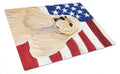 USA American Flag with Cocker Spaniel Cutting Board Tempered Glass Kitchen Cutting Surface, Heat Resistant Chopping, Non-Slip Feet, Food Prep & Serving