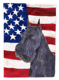 USA American Flag with Schnauzer House Flag 28x40 Porch Sleeve Pole Decorative Outside Yard Banner Artwork Wall Hanging, Polyester