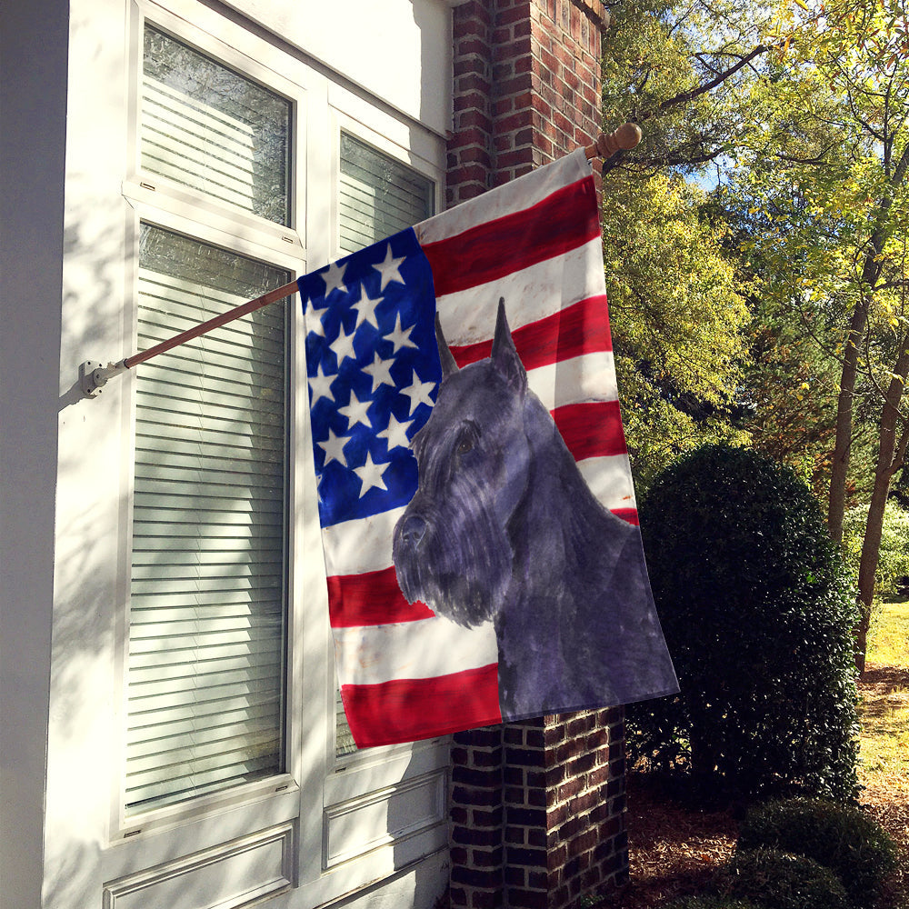 USA American Flag with Schnauzer House Flag 28x40 Porch Sleeve Pole Decorative Outside Yard Banner Artwork Wall Hanging, Polyester