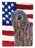 USA American Flag with Bergamasco Sheepdog House Flag 28x40 Porch Sleeve Pole Decorative Outside Yard Banner Artwork Wall Hanging, Polyester