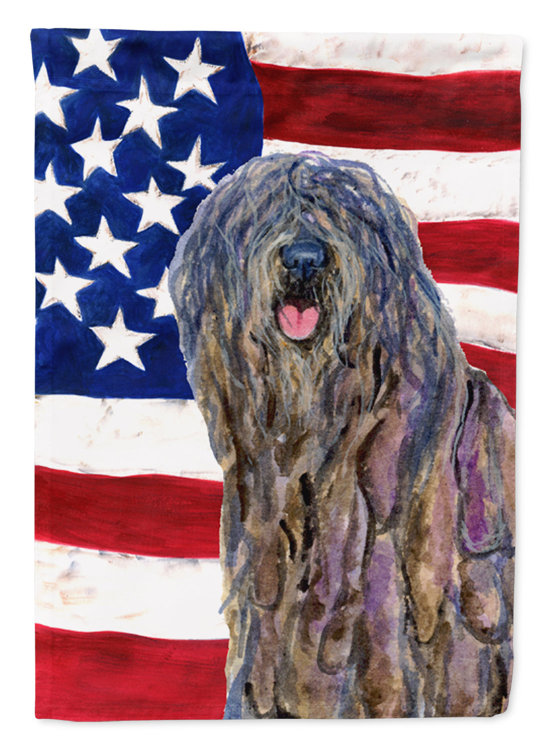 USA American Flag with Bergamasco Sheepdog House Flag 28x40 Porch Sleeve Pole Decorative Outside Yard Banner Artwork Wall Hanging, Polyester