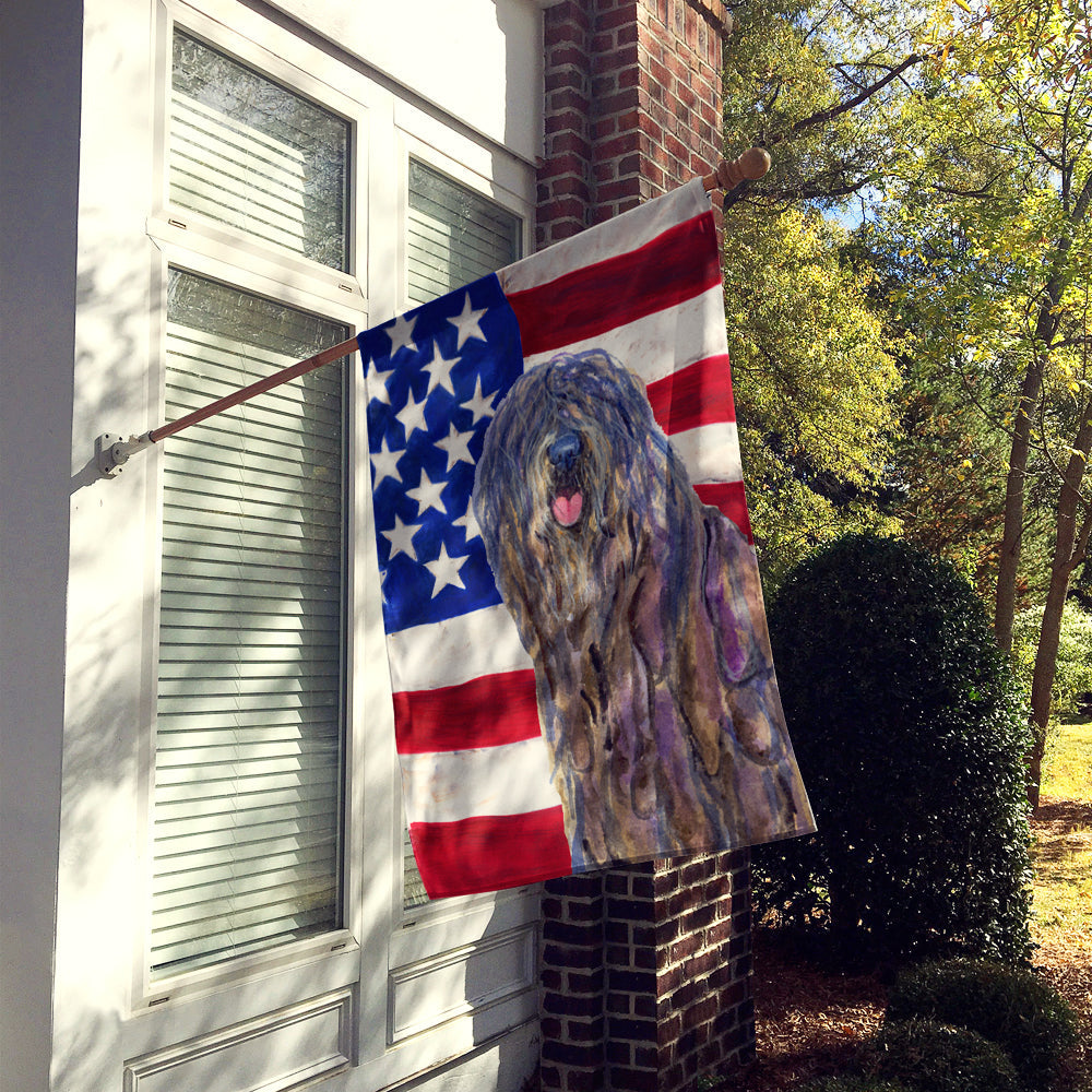 USA American Flag with Bergamasco Sheepdog House Flag 28x40 Porch Sleeve Pole Decorative Outside Yard Banner Artwork Wall Hanging, Polyester
