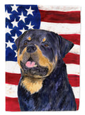 USA American Flag with Rottweiler House Flag 28x40 Porch Sleeve Pole Decorative Outside Yard Banner Artwork Wall Hanging, Polyester