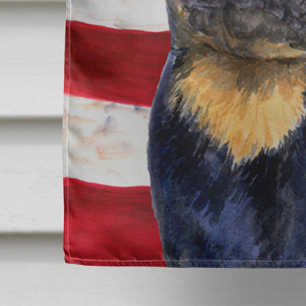 USA American Flag with Rottweiler House Flag 28x40 Porch Sleeve Pole Decorative Outside Yard Banner Artwork Wall Hanging, Polyester