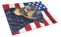 USA American Flag with Rottweiler Cutting Board Tempered Glass Kitchen Cutting Surface, Heat Resistant Chopping, Non-Slip Feet, Food Prep & Serving