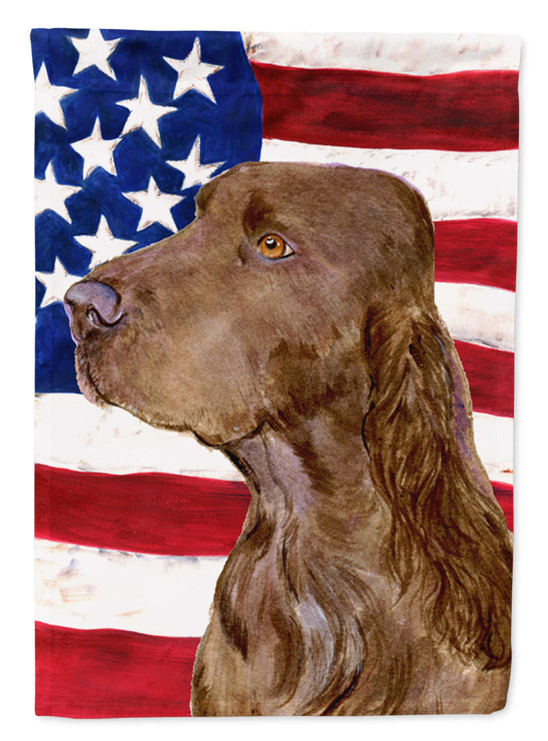 USA American Flag with Field Spaniel House Flag 28x40 Porch Sleeve Pole Decorative Outside Yard Banner Artwork Wall Hanging, Polyester