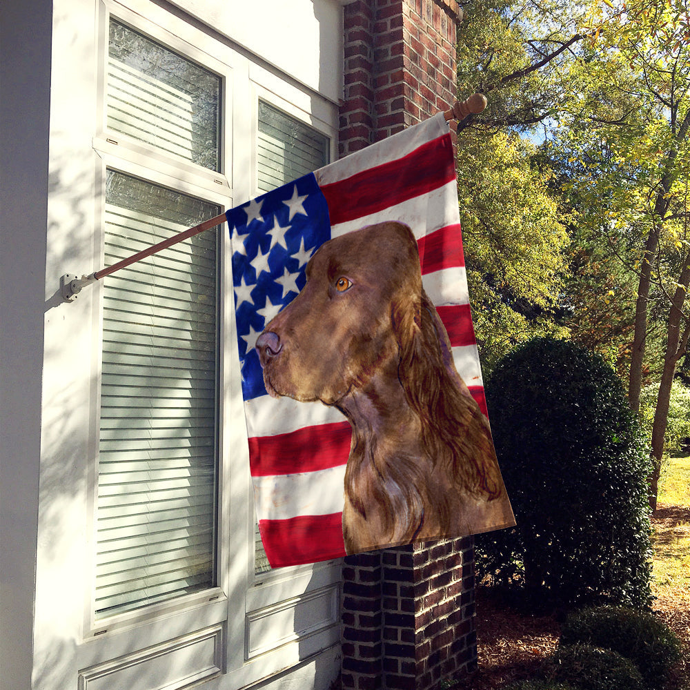 USA American Flag with Field Spaniel House Flag 28x40 Porch Sleeve Pole Decorative Outside Yard Banner Artwork Wall Hanging, Polyester