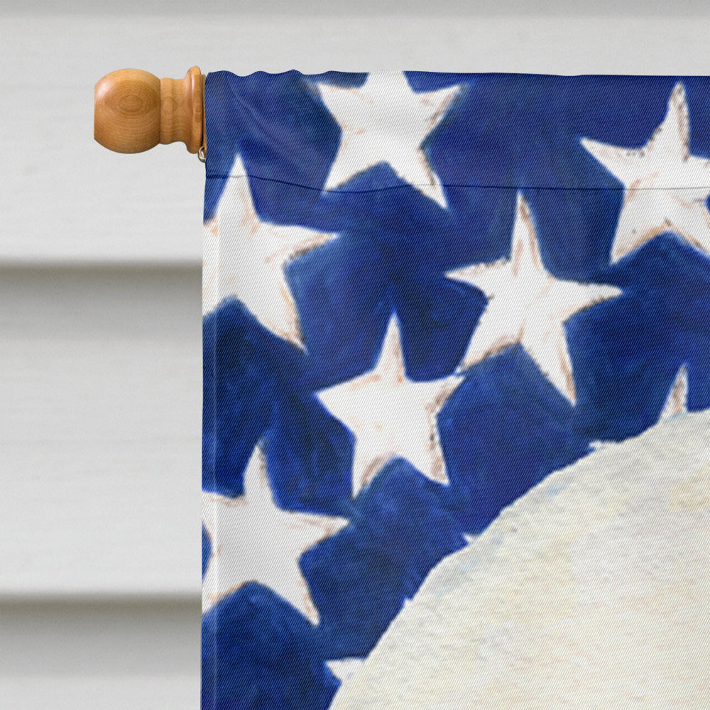 USA American Flag with Bichon Frise House Flag 28x40 Porch Sleeve Pole Decorative Outside Yard Banner Artwork Wall Hanging, Polyester