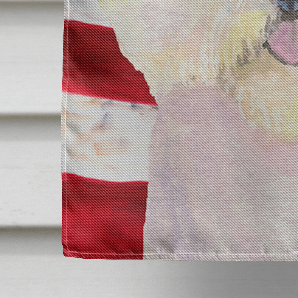 USA American Flag with Bichon Frise House Flag 28x40 Porch Sleeve Pole Decorative Outside Yard Banner Artwork Wall Hanging, Polyester
