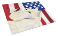 USA American Flag with Scottish Terrier Cutting Board Tempered Glass Kitchen Cutting Surface, Heat Resistant Chopping, Non-Slip Feet, Food Prep & Serving
