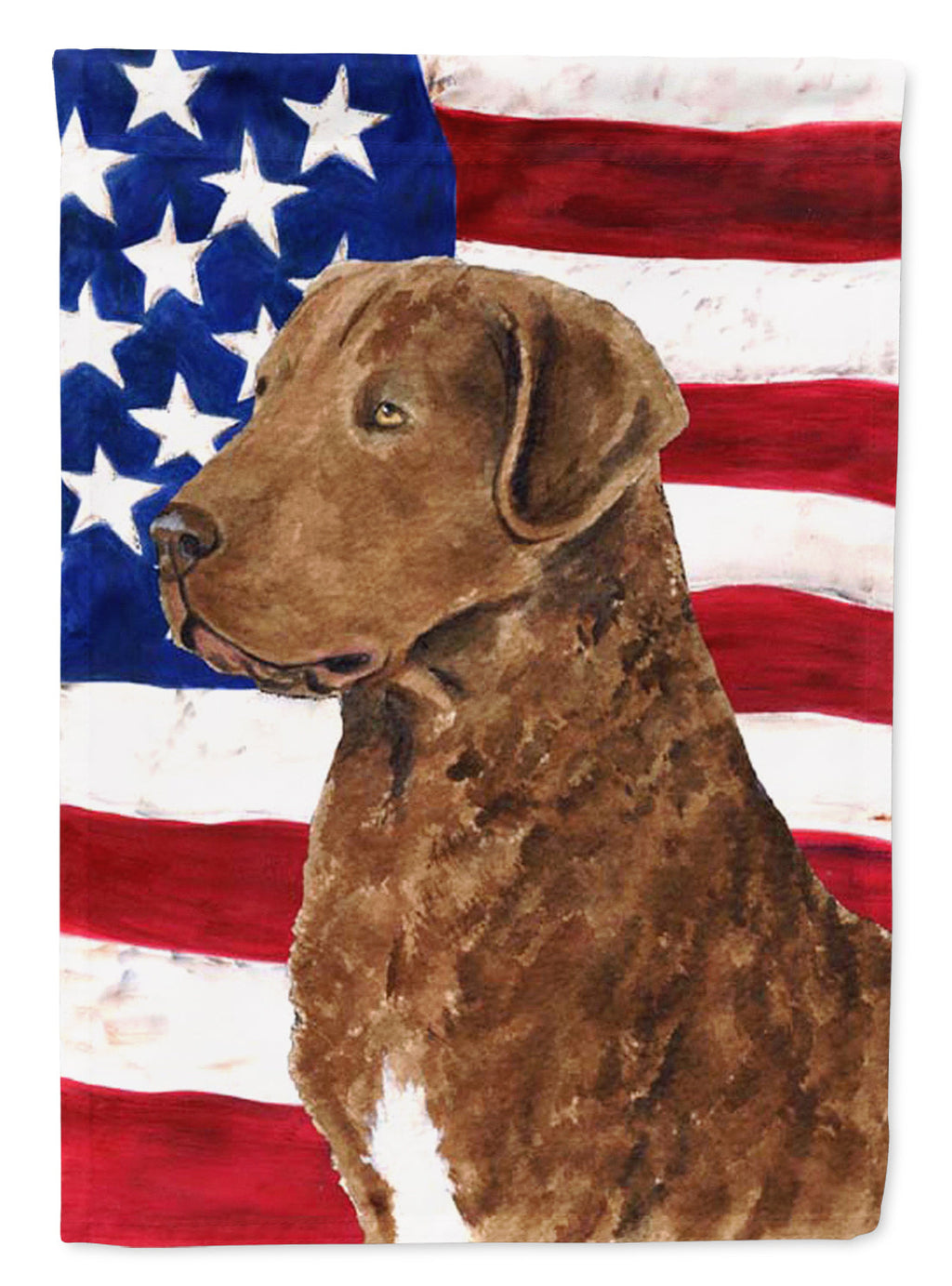 USA American Flag with Curly Coated Retriever House Flag 28x40 Porch Sleeve Pole Decorative Outside Yard Banner Artwork Wall Hanging, Polyester