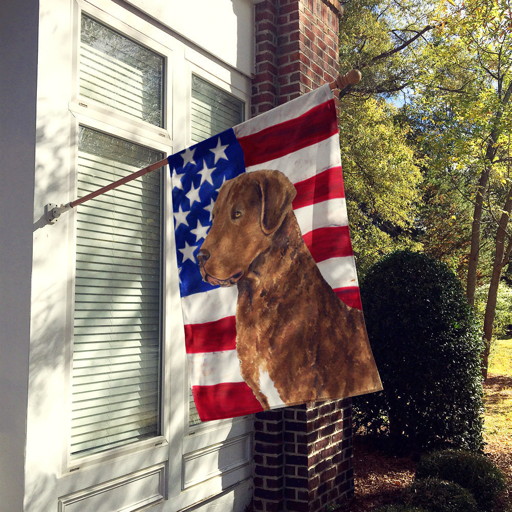 USA American Flag with Curly Coated Retriever House Flag 28x40 Porch Sleeve Pole Decorative Outside Yard Banner Artwork Wall Hanging, Polyester