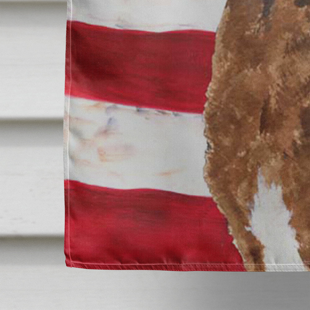 USA American Flag with Curly Coated Retriever House Flag 28x40 Porch Sleeve Pole Decorative Outside Yard Banner Artwork Wall Hanging, Polyester