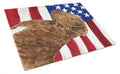 USA American Flag with Curly Coated Retriever Cutting Board Tempered Glass Kitchen Cutting Surface, Heat Resistant Chopping, Non-Slip Feet, Food Prep & Serving