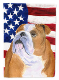 USA American Flag with Bulldog English House Flag 28x40 Porch Sleeve Pole Decorative Outside Yard Banner Artwork Wall Hanging, Polyester