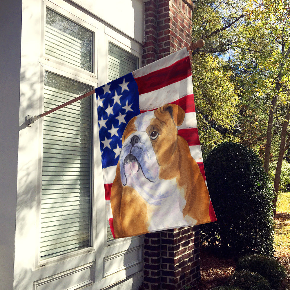 USA American Flag with Bulldog English House Flag 28x40 Porch Sleeve Pole Decorative Outside Yard Banner Artwork Wall Hanging, Polyester