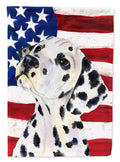 USA American Flag with Dalmatian House Flag 28x40 Porch Sleeve Pole Decorative Outside Yard Banner Artwork Wall Hanging, Polyester