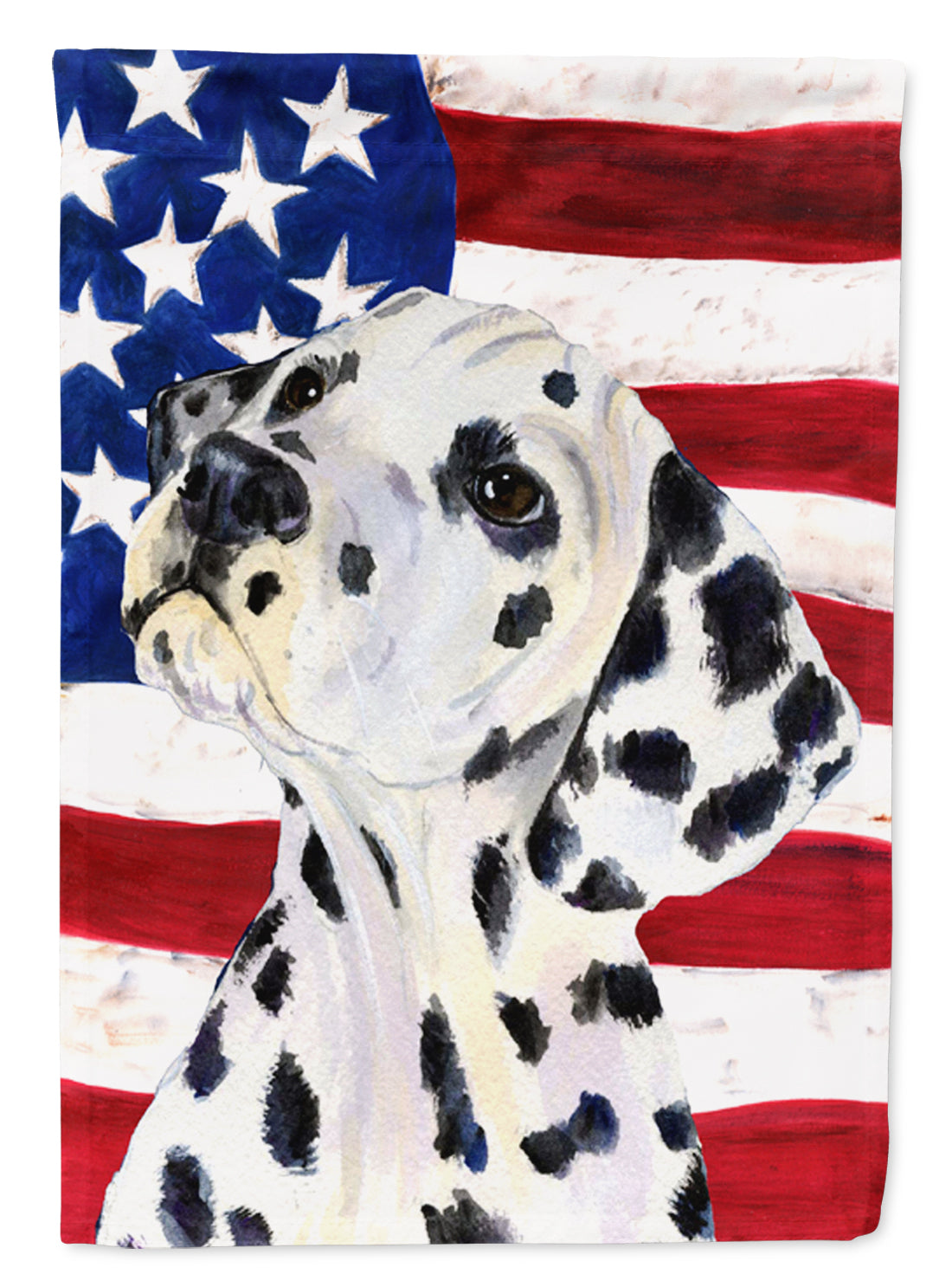USA American Flag with Dalmatian House Flag 28x40 Porch Sleeve Pole Decorative Outside Yard Banner Artwork Wall Hanging, Polyester
