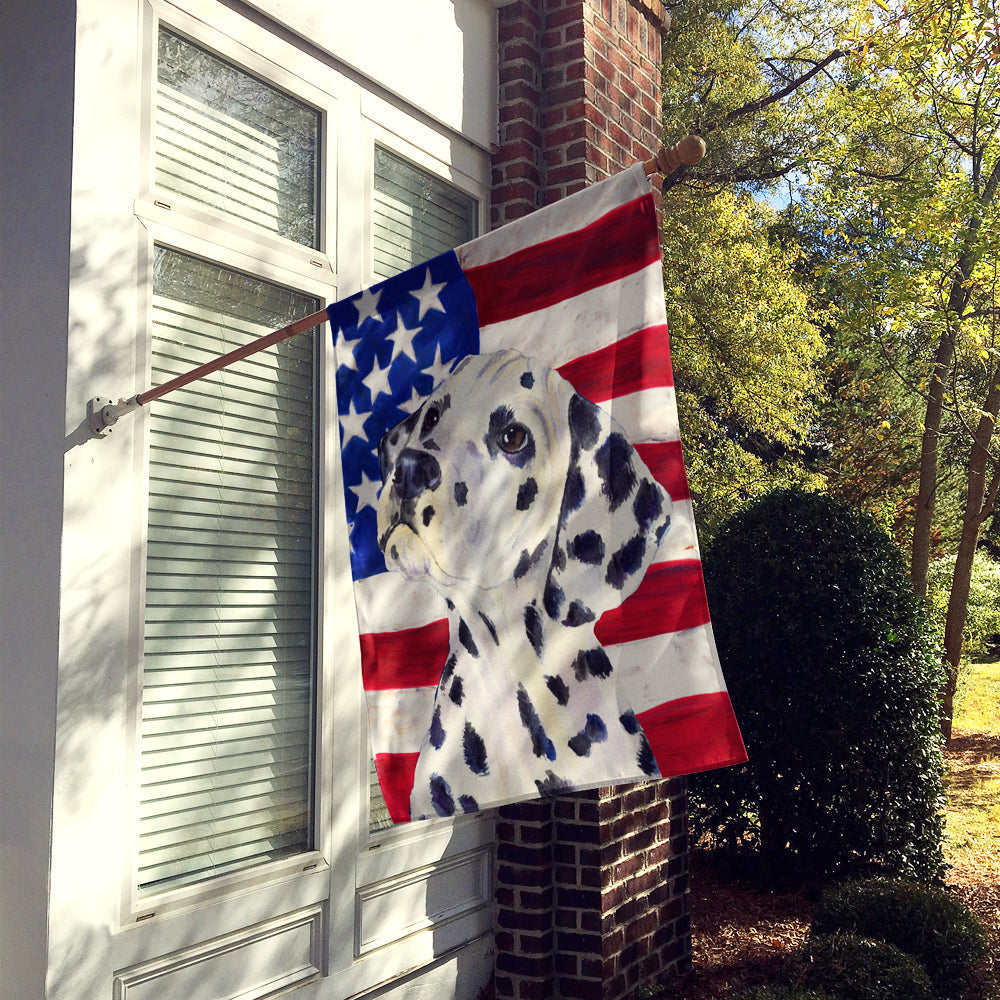 USA American Flag with Dalmatian House Flag 28x40 Porch Sleeve Pole Decorative Outside Yard Banner Artwork Wall Hanging, Polyester