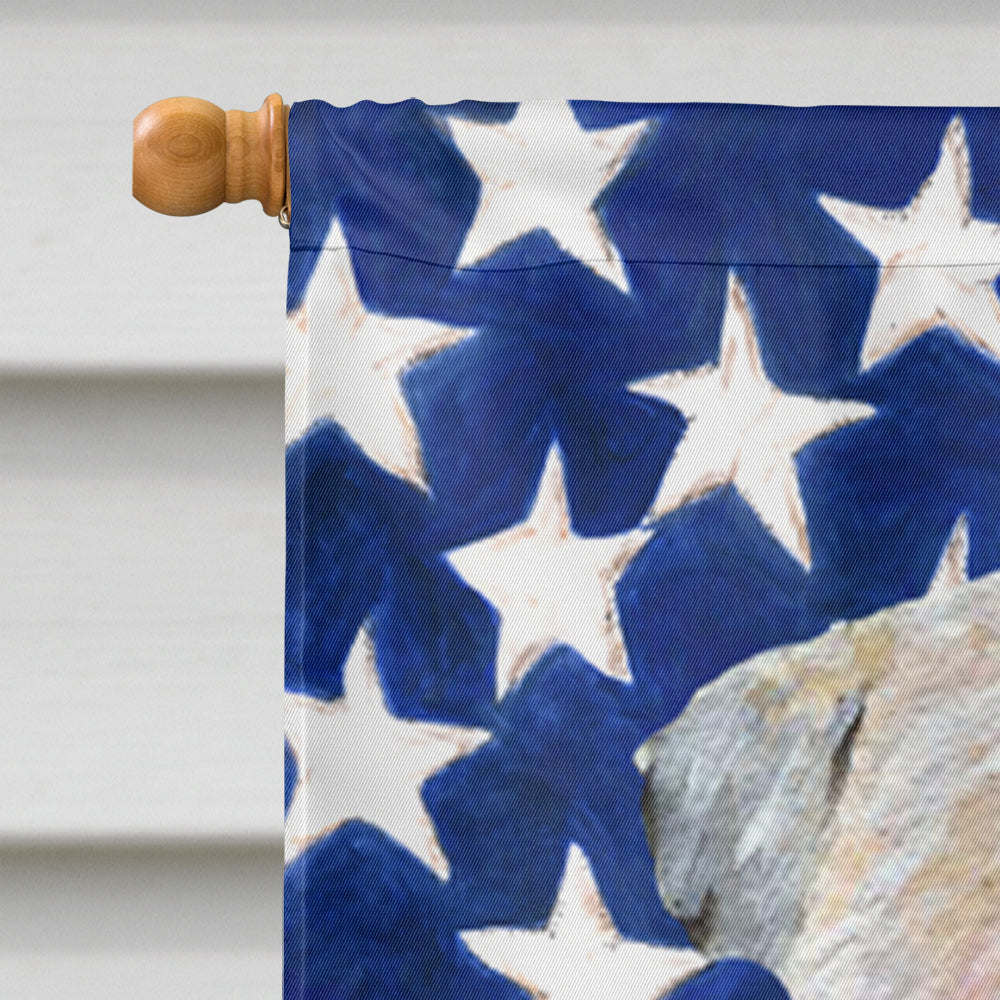 USA American Flag with Wheaten Terrier Soft Coated House Flag 28x40 Porch Sleeve Pole Decorative Outside Yard Banner Artwork Wall Hanging, Polyester